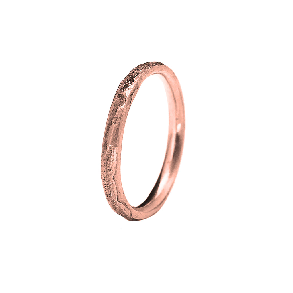 2mm Silk Textured Ring, 14k Rose Gold