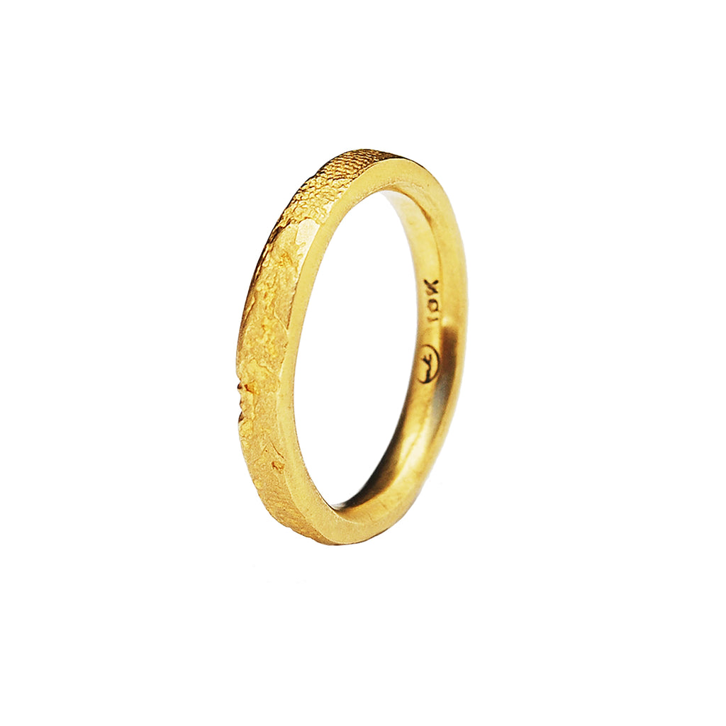 3mm Silk Textured Ring, 18k Yellow Gold