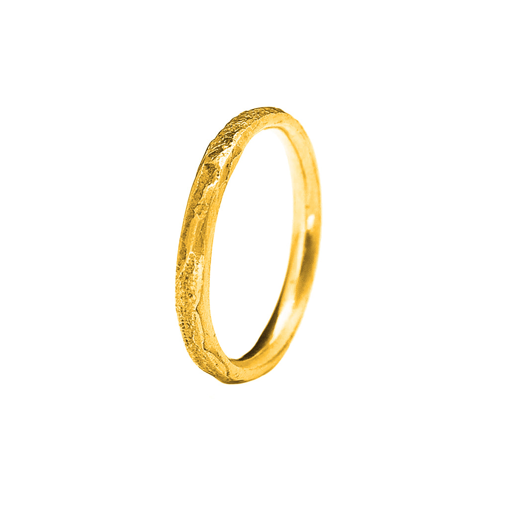 2mm Silk Textured Ring, 18k Yellow Gold