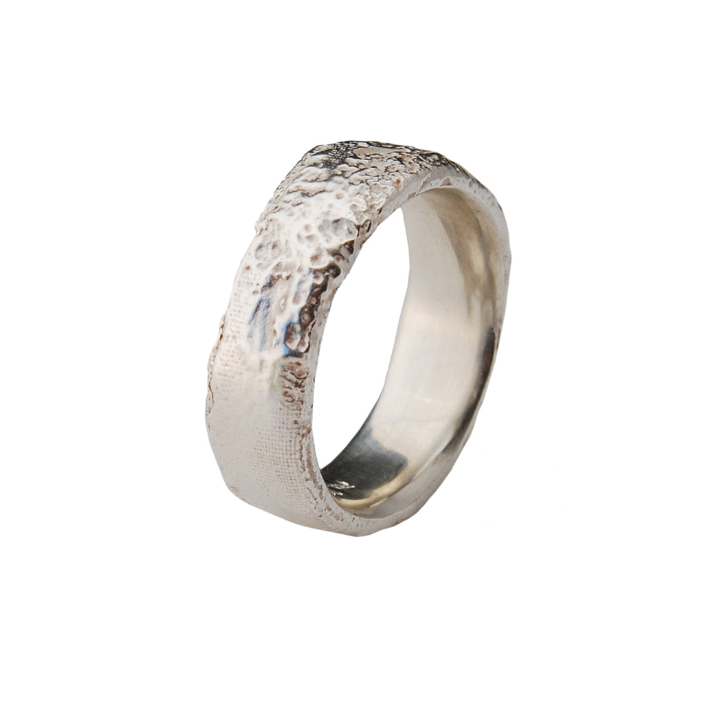 7.6mm Silk Textured Ring, Sterling Silver